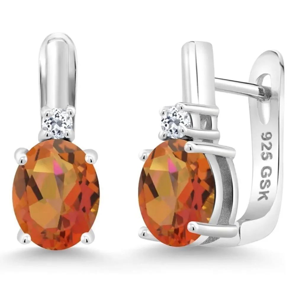 925 Sterling Silver and 4.76Cttw Twilight Mystic Quartz and White Topaz Earrings